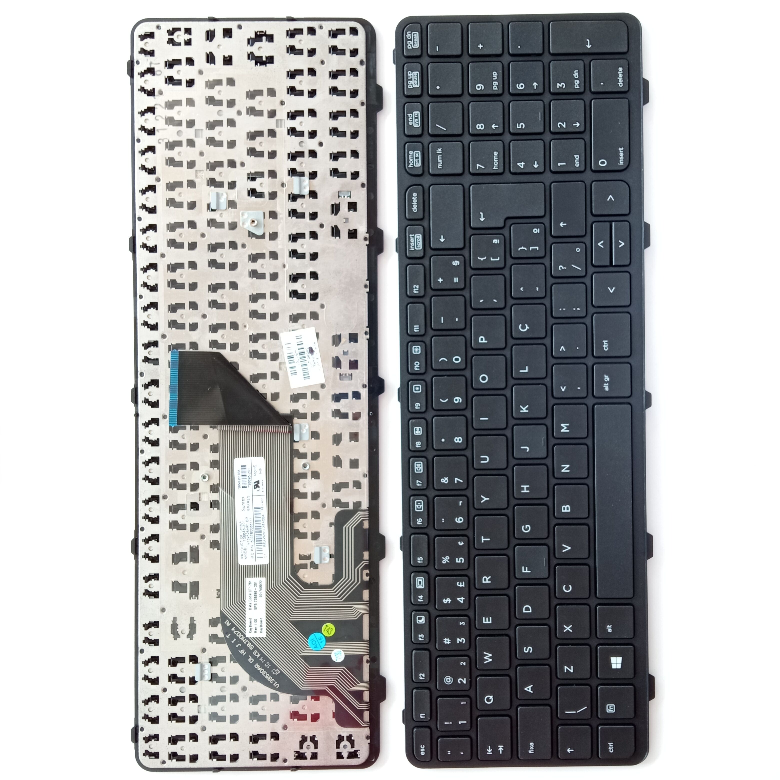 Picture of New Replacement Laptop Keyboard For HP 450G1/470G1/455G1/450G0/455G0/455G2 BLACK FRAME BLACK BR Layout